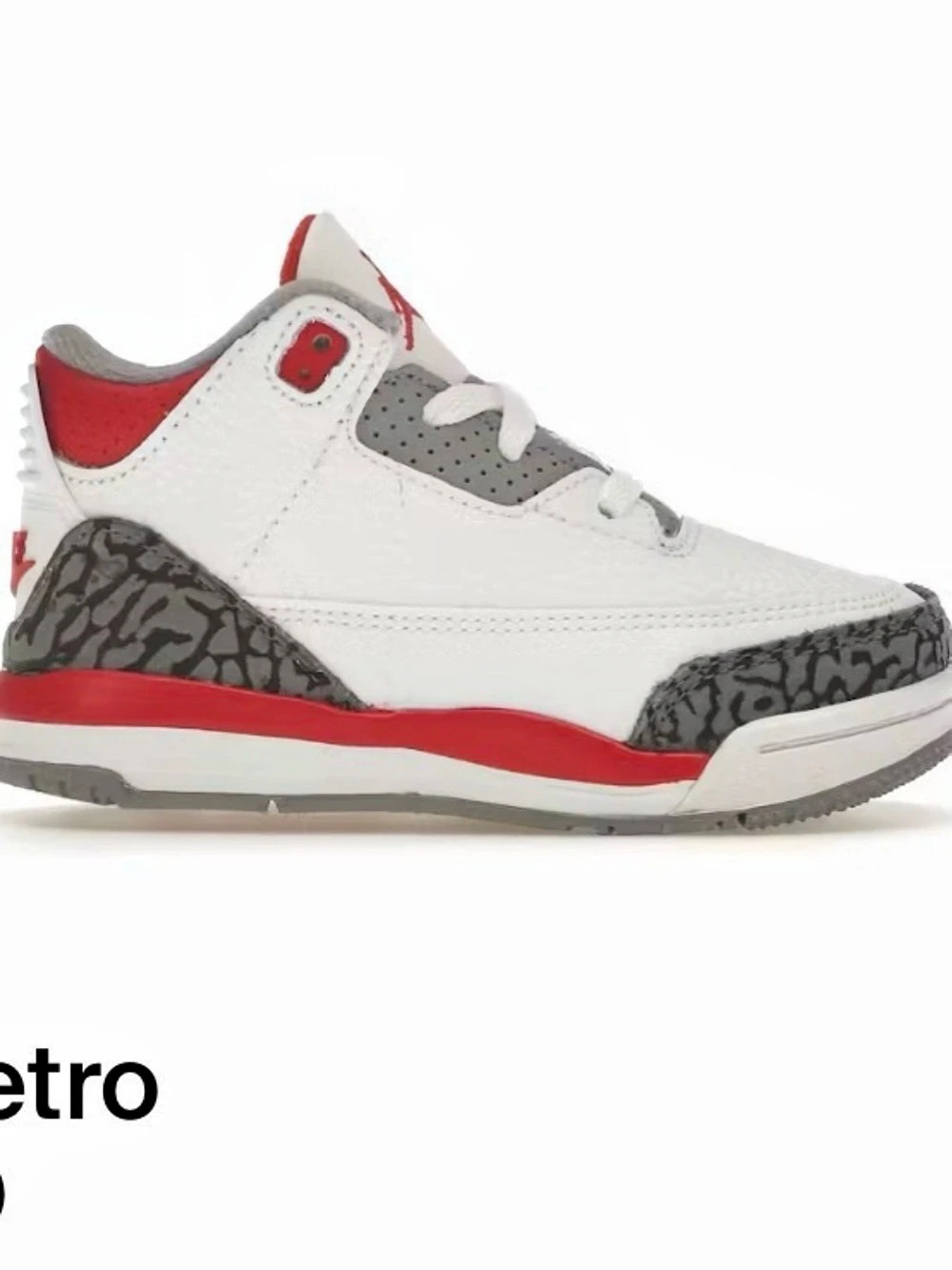 Jordan Air Jordan 3 Retro Sneakers White & Red Girls US 7C